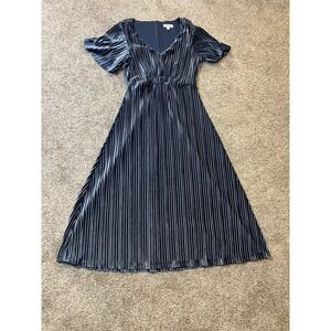 briggs ladies' velvet dress Briggs New York | Dresses | Briggs Sz L Elegant Blue Pleated Velvet Dress  Midi Stretch Vneck Babydoll